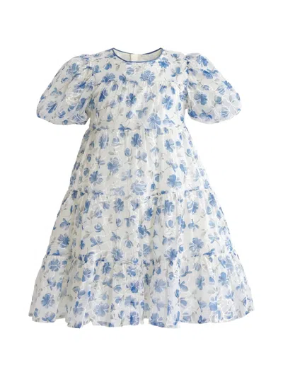 Sweet Cactus Kids' Meadow Floral-print Dress In White