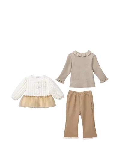 Sweet Cactus Babies' Quilted Ruffled 3-piece Set In Neutral