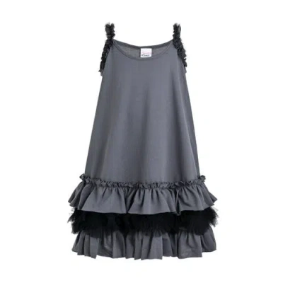 Sweet Cactus Kids'  Ruffle Strap Dress In Gray
