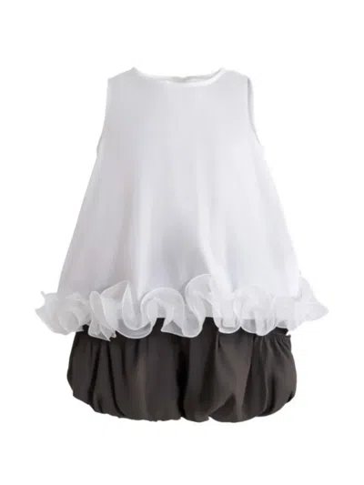 Sweet Cactus Kids'  Ruffle Puff Skirt Set In White