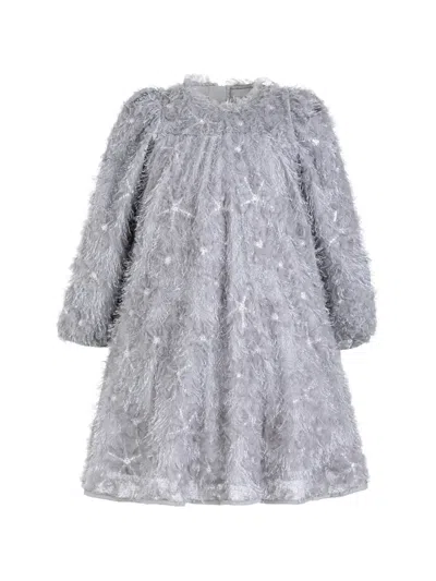 Sweet Cactus Kids' Sequin-embellished Feathered A-line Midi Dress In Gray