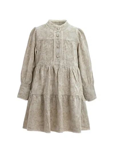 Sweet Cactus Kids' Tiered Floral-print Dress In Brown