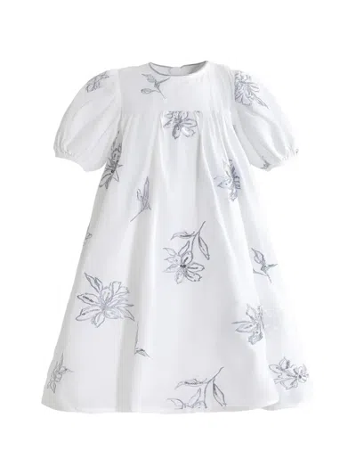 Sweet Cactus Kids' Whisper Puff-sleeve Dress In White