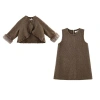 Sweet Cactus Wool Dress & Jacket Set In Brown