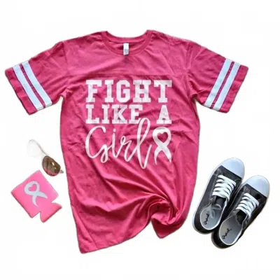 Sweet Caroline Boutique Women's Fight Like A Girl Cancer Tee In Pink In Multi