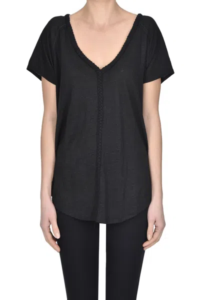 Sweet Cashmere Line Wide T-shirt In Black