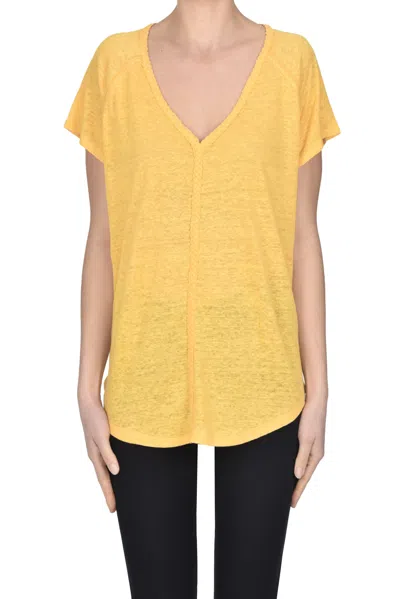 Sweet Cashmere Line Wide T-shirt In Yellow