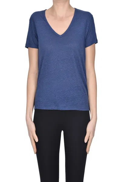 Sweet Cashmere Linen T-shirt In Navy Blue