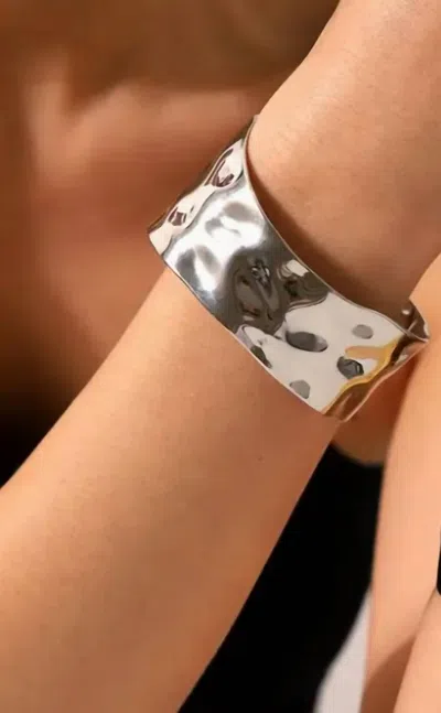 Sweet Cherry Sky Women's Large Cuff Bracelet In Silver In Metallic