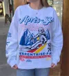 Sweet Claire Apres Ski Sleeve Print Sweatshirt In White