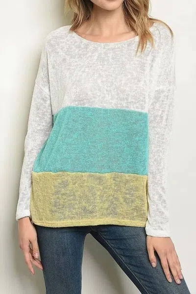 Sweet Claire Colorblock Long Sleeve Top In Multi