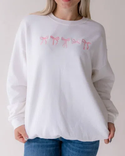 Sweet Claire Mini Bows Sweatshirt In Cream In White