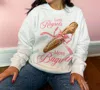 Sweet Claire More Baguettes Sweatshirt In White