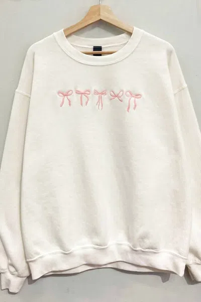 Sweet Claire Women's Bows Sweatshirt In White/pink In Multi