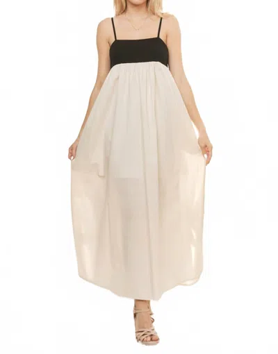 Sweet Generis Color Block Tank Shirring Maxi Dress In Black/cream In Neutral