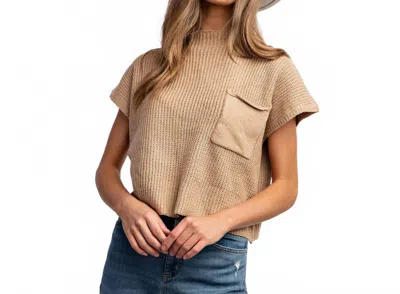 Sweet Generis Devils Tower Western Ribbed Sweater Top In Taupe In Neutral