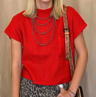 Sweet Generis Devils Towerwestern Ribbed Sweater Top In Red