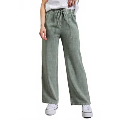 Sweet Generis Linen Blend Loose Straight Leg Pants In Sage In Green