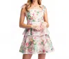Sweet Generis Lovely Print Eyelet Tiered Mini Dress In Pink Mix In Multi