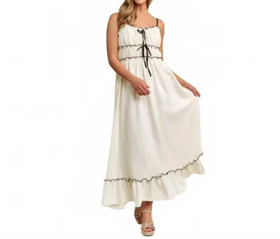 Sweet Generis Romantic Contrast Tank Midi Dress In Cream In White