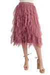Sweet Generis Ruffled Tulle Midi Skirt In Pink In Pink