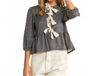 Sweet Generis Striped Babydoll Top In Black And White In Multi