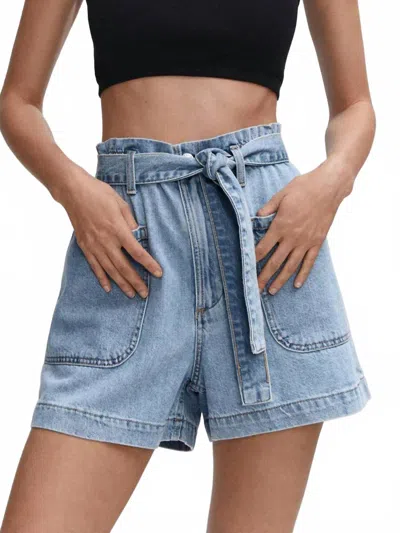 Sweet Generis Tie Belt Shorts In Denim In Blue