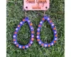 Sweet Ginger Women's Astros Teardrop Scalloped Wood Earrings With Orange & Clear Rhinestones In Blue