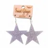 Sweet Ginger Women's Glitter Star Dallas Cowboy Inspired Earrings In Silver In Purple