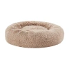 Sweet Home Collection 20in Black Round Calming Faux Fur Donut Pet Bed In Brown