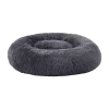 Sweet Home Collection 20in Black Round Calming Faux Fur Donut Pet Bed In Gray