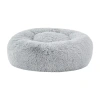 Sweet Home Collection 20in Black Round Calming Faux Fur Donut Pet Bed In Silver