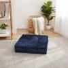 Sweet Home Collection 20"x20" Oversized Square Tufted Floor Pillow In Faux Velvet Fabric In Blue