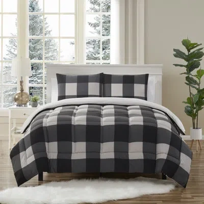 Sweet Home Collection 5 Piece Buffalo Plaid Bed In A Bag Comforter And Sheet Set By  - Twin In Black,gray