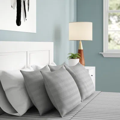 Sweet Home Collection 6 Piece Embossed Dobby Stripe Sheet Set, Deluxe Ultra Soft 1500 Series, Double Brushed Microfiber In Silver Striped
