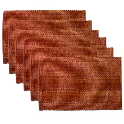Sweet Home Collection 6-pack, 100% Cotton, Two Tone Woven 13x19 Placemat Sets In Rust