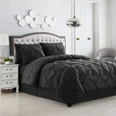 Sweet Home Collection 8 Piece Bed In A Bag Pintuck Comforter Set With Bed Sheets In Black
