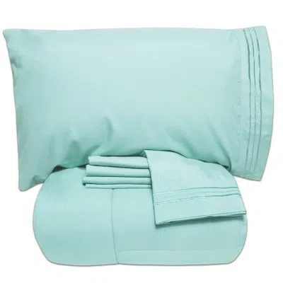 Sweet Home Collection All Season Bed-in-a-bag 4pc/5pc Solid Color Comforter & Sheet Set By  In Aqua