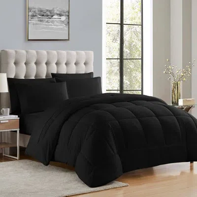 Sweet Home Collection All Season Bed-in-a-bag 5pc/7pc Solid Color Comforter & Sheet Set Ultra Soft Bedding By Sweet Home C In Black