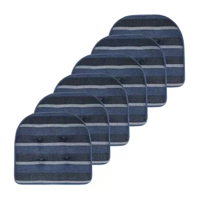 Sweet Home Collection Bradford Striped U Shaped Memory Foam 17" X 16" Chair Cushion In Multi