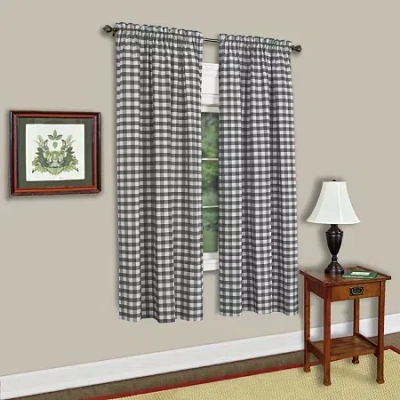 Sweet Home Collection Buffalo Check Plaid Gingham Rod Pocket Light-filtering Single Curtain Panel In Multi