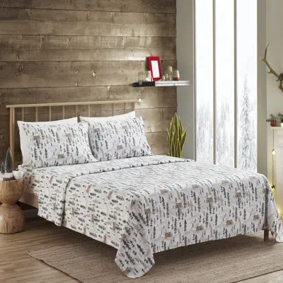 Sweet Home Collection Cabin Flannel Sheet Set In Brown;gray