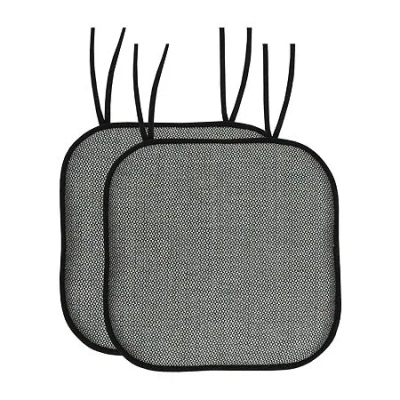 Sweet Home Collection Cameron Memory Foam No Slip Back 16" X 16" Chair Pad Cushion With Ties In Black