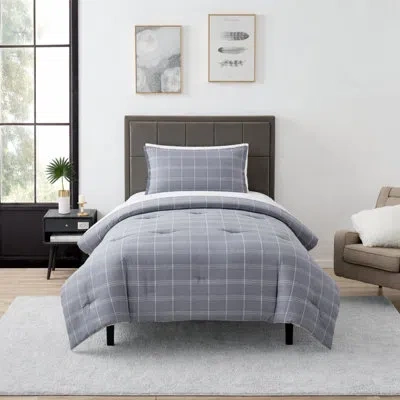 Sweet Home Collection Chambray Weave Plaid Bed In A Bag Comforter & Sheet Set - Gray