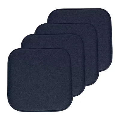 Sweet Home Collection Charlotte Jacquard Memory Foam No Slip Back 16" X 16" Chair Pad Cushion In Blue