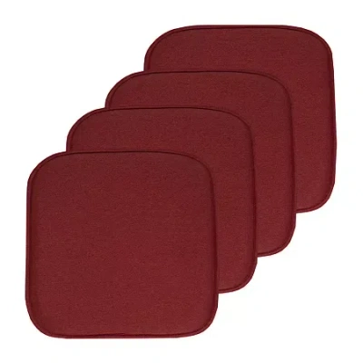 Sweet Home Collection Charlotte Jacquard Memory Foam No Slip Back 16" X 16" Chair Pad Cushion In Red