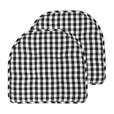 Sweet Home Collection Checkered Buffalo Check U Shaped Memory Foam 17" X 16" Chair Cushions In Black