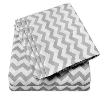 Sweet Home Collection Chevron Zig-zag Printed Microfiber Sheet Set With Bonus Pillowcases In Gray