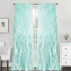 Sweet Home Collection Chic Voile Vertical Ruffled Rod Pocket Sheer Single Curtain Panel In Blue
