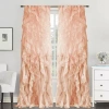 Sweet Home Collection Chic Voile Vertical Ruffled Rod Pocket Sheer Single Curtain Panel In Brown
